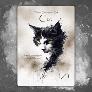 Jeton d'art aquarelle CHAT pour MTG et autres jeux de cartes à collectionner, jeton unique