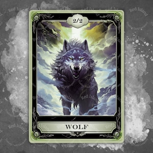 Jeton d'art fantastique WOLF pour MTG et autres jeux de cartes à collectionner, jeton unique