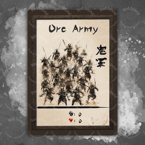 Jeton d'art japonais Sumi-E de l'armée ORC pour MTG et autres jeux de cartes à collectionner, jeton unique