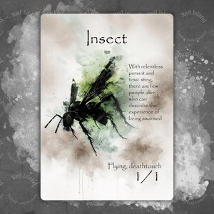 Jeton d'art aquarelle INSECT (volant, toucher mortel) pour MTG et autres jeux de cartes à collectionner, jeton unique