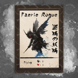 Achat spécial ! 3 x jetons artistiques japonais FAERIE ROGUE Sumi-E pour MTG et autres jeux de cartes à collectionner, un jeton