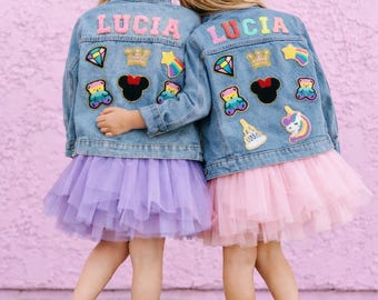 Personalized Kids Chenille Letter Denim Jacket, Custom Patches Name Jacket