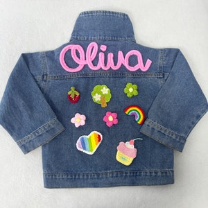 Personalisierte Kinder Patches Jeansjacke, benutzerdefinierte Mädchen Kleinkind Name Brief Jacke, Jungen Patch Jacke mit Namen, Geburtstagsgeschenk für Kinder