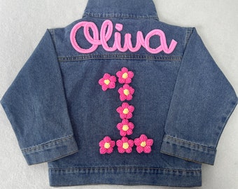 Personalized Kids Patchs Jean Jacket, Custom Girls Toddler Name Letter Jacket, Boys Patch Jacket With Name, Birthday Gift For Kids