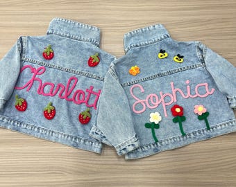 Personalized Baby Embroidered  Denim Jacket, Custom Toddler Girls Name Jean Jacket, Boys Jacket With Name, Birthday Gift For Kids