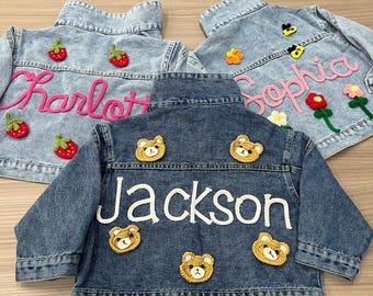 Personalized Baby Embroidered  Denim Jacket, Custom Toddler Girls Name Jean Jacket, Boys Jacket With Name, Birthday Gift For Kids