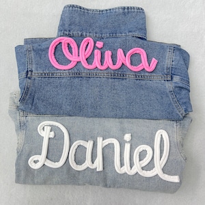 Personalized Kids Jean Jacket, Custom Girls Toddler Name Letter Jacket, Boys Jacket With Name, Birthday Gift For Kids