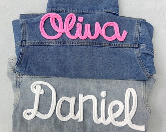Personalized Kids Jean Jacket, Custom Girls Toddler Name Letter Jacket, Boys Jacket With Name, Birthday Gift For Kids