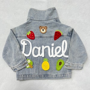 Personalisierte Kinder Patches Jeansjacke, benutzerdefinierte Mädchen Kleinkind Name Brief Jacke, Jungen Patch Jacke mit Namen, Geburtstagsgeschenk für Kinder