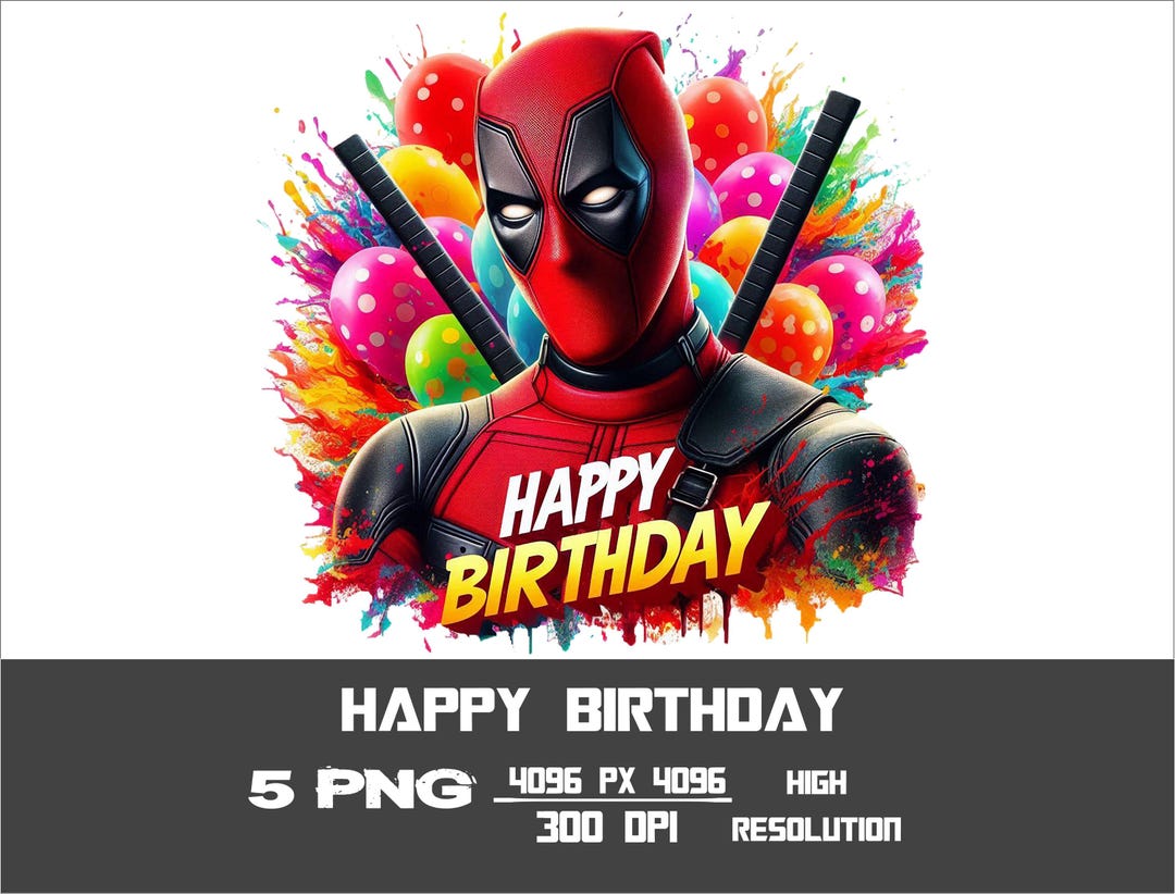 Happy Bırthday Set of 5 PNG Watercolor Splash Png Digital Images for ...