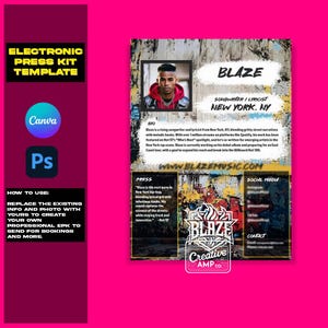 Street Anthem Editable EPK Template for Musicians | Customizable Electronic Press Kit Design for Artists, Bands, Songwriters,Music Marketing