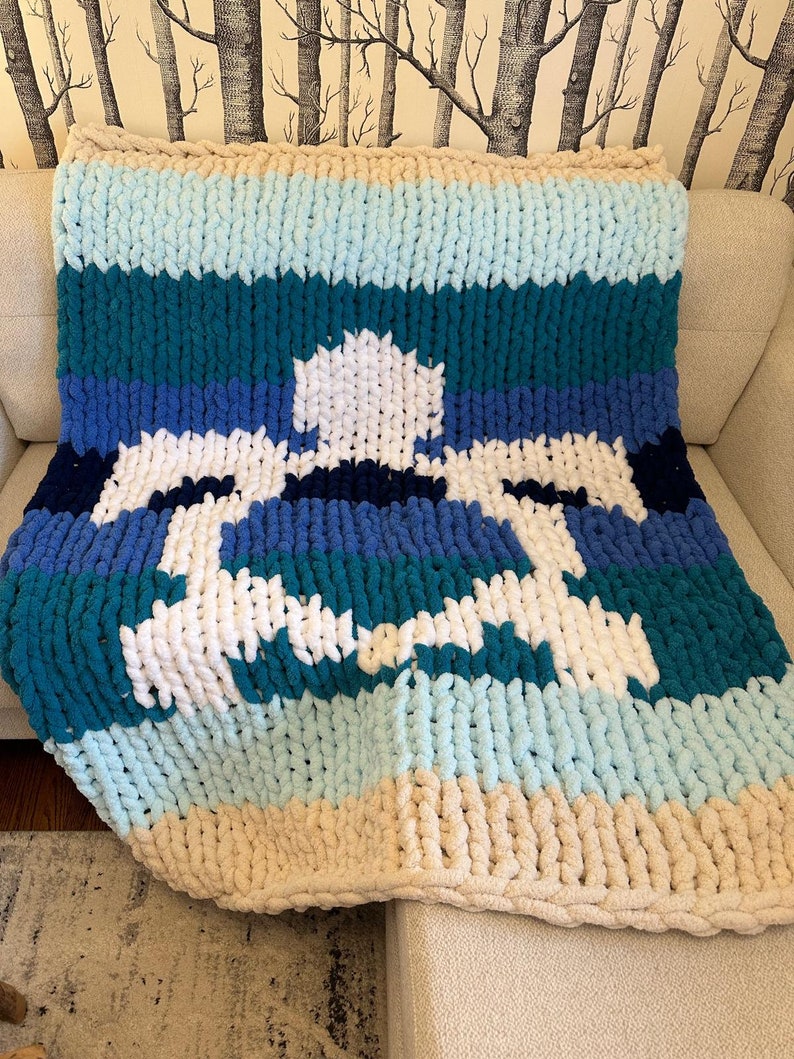 Sea Turtle Handmade Chunky Knit Blanket - Etsy