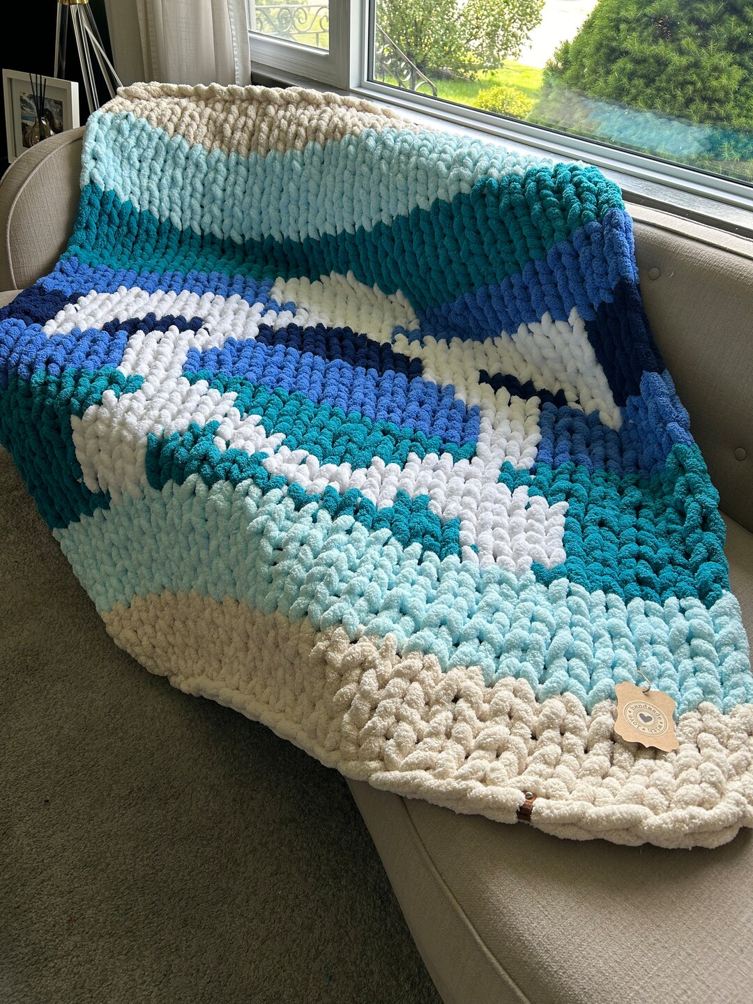 Sea Turtle Handmade Chunky Knit Blanket - Etsy