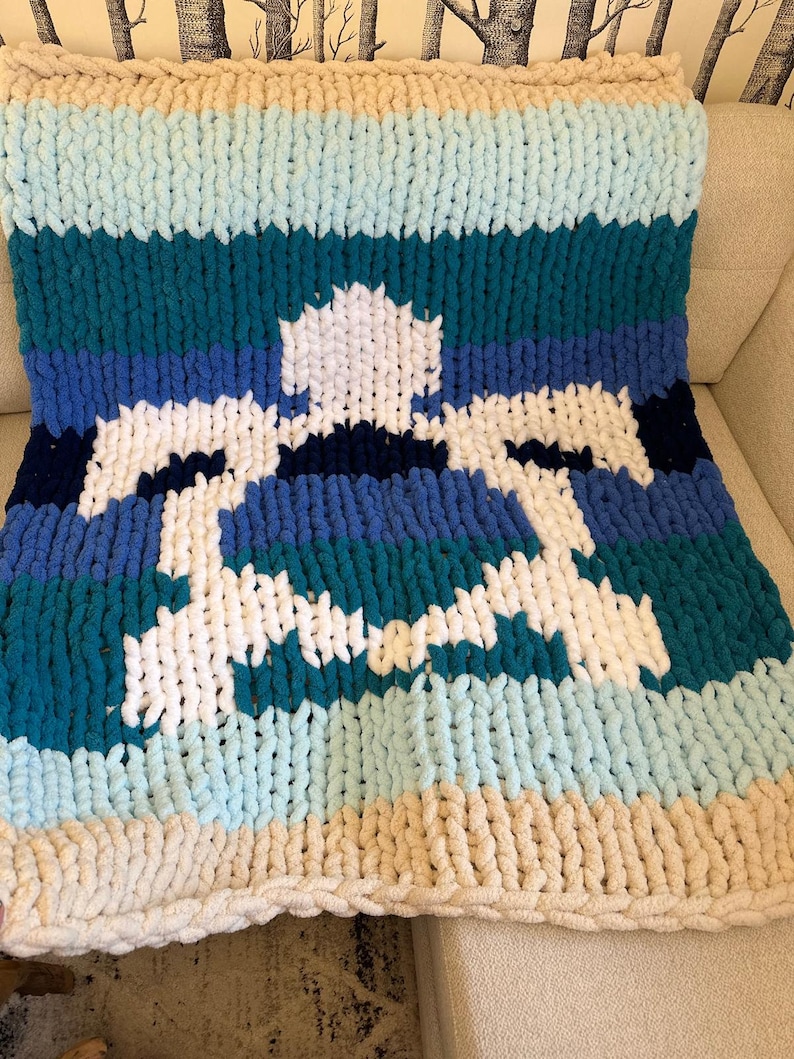 Sea Turtle Handmade Chunky Knit Blanket - Etsy