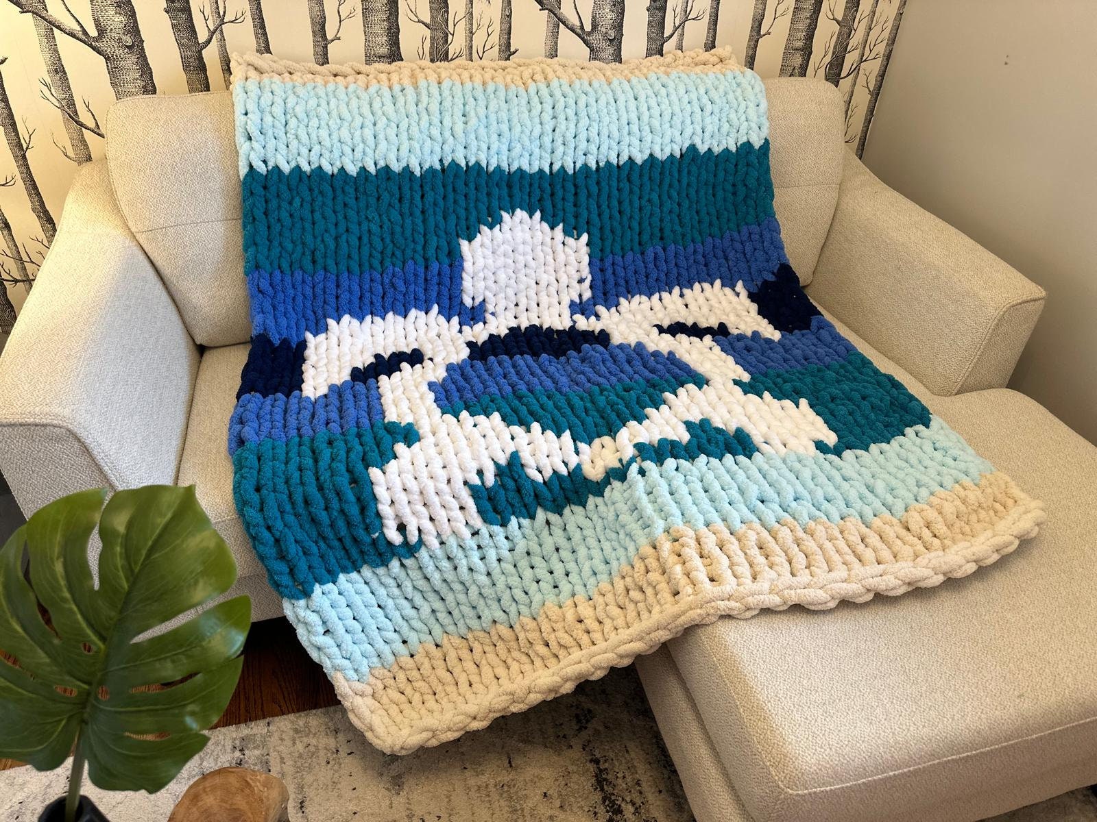 Sea Turtle Handmade Chunky Knit Blanket - Etsy