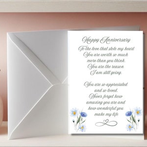 Carte d'anniversaire Carte de joyeux anniversaire Carte de voeux aquarelle fleur pour mari ou femme Anniversaire sentimental