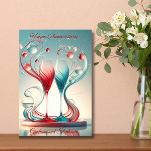 Cartão de aniversário exclusivo para casais, personalize com seus nomes para um presente memorável. Cartão de aniversário personalizado, Feliz Aniversário HG8102