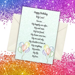 Sentimental Birthday Card Printable Greeting Card for Husband or Wife Romantic Partner Birthday Card Elegant Birthday Card