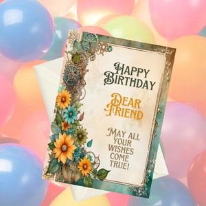Buon compleanno caro amico biglietto stampabile biglietto di compleanno floreale biglietto di compleanno stampabile girasoli