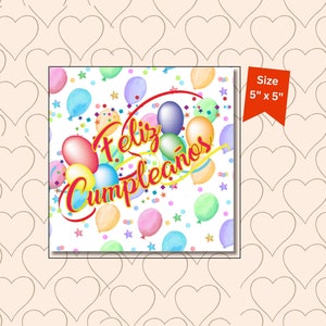 Printable Feliz Cumpeaños Card, Birthday Card in Spanish, Feliz Cumpeanos, Spanish Birthday Card, Instant Download