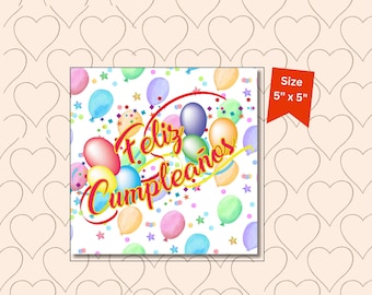 Printable Feliz Cumpleaños Card: Spanish Birthday (Instant Download)