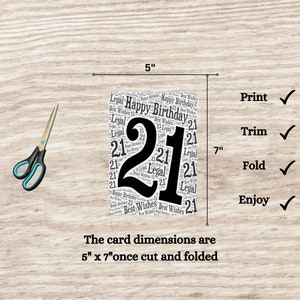 Happy Birthday and Best Wishes 21st Birthday Card, Printable Birthday Card, Milestone Card, 21st Birthday Printables, 21st Typography Birthday, 21st Greeting Card