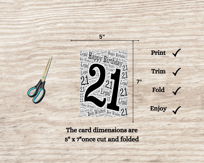 Happy Birthday and Best Wishes 21st Birthday Card, Printable Birthday Card, Milestone Card, 21st Birthday Printables, 21st Typography Birthday, 21st Greeting Card