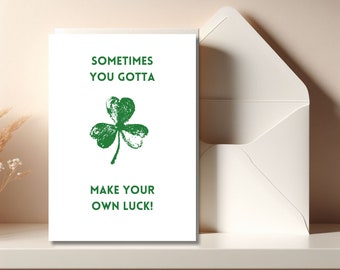 Porte-bonheur avec Shamrock Carte imprimable Carte de voeux Carte numérique à téléchargement immédiat Saint-Patrick