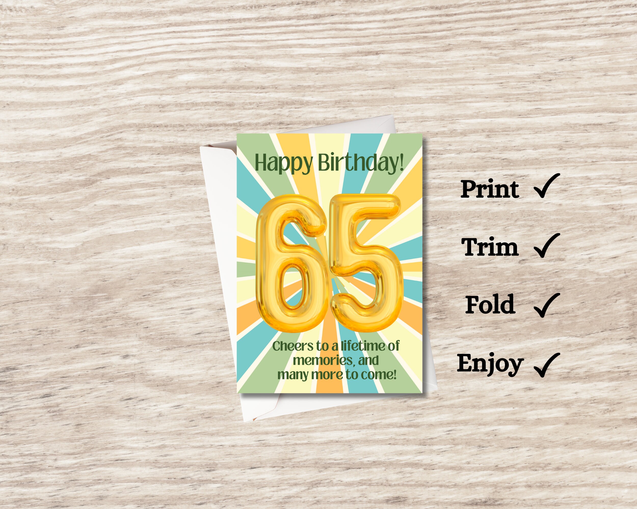 Printable 65th Birthday Card, Birthday Card 30, Birthday Card for Her ...