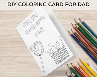 Happy Fathers Day Coloring Printable Card Download Card