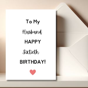 Carte imprimable 60e anniversaire, l'amour de mon amour, carte d'anniversaire numérique, carte imprimable mari, carte imprimable femme