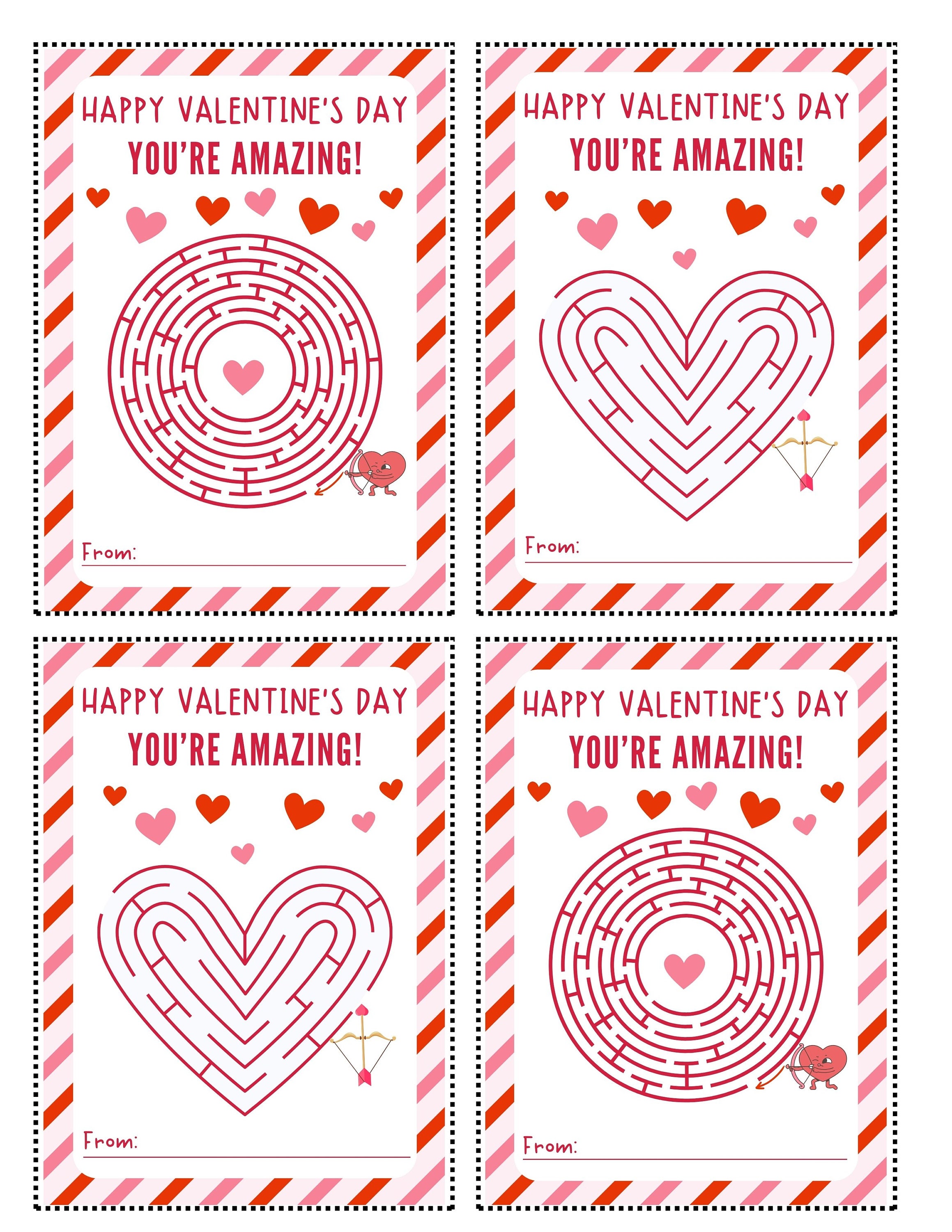 Printable Valentine Card, Valentine Maze Cards, Kids Valentines Cards, Instant Download - Etsy