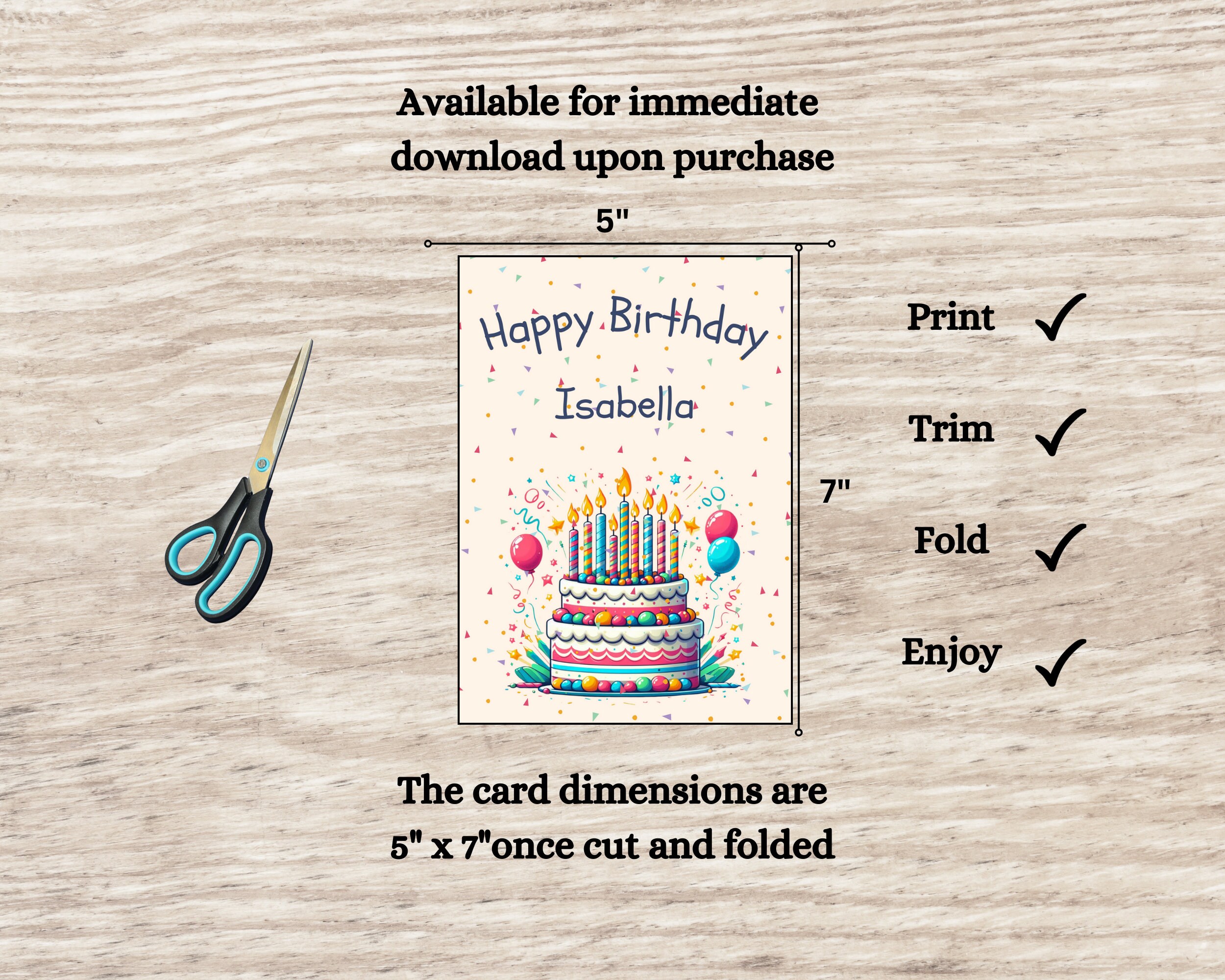 Editable Printable Birthday Card, Canva Template, Custom Printable ...