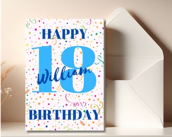Custom 18th Birthday Card: Personalized Printable (PDF Template)