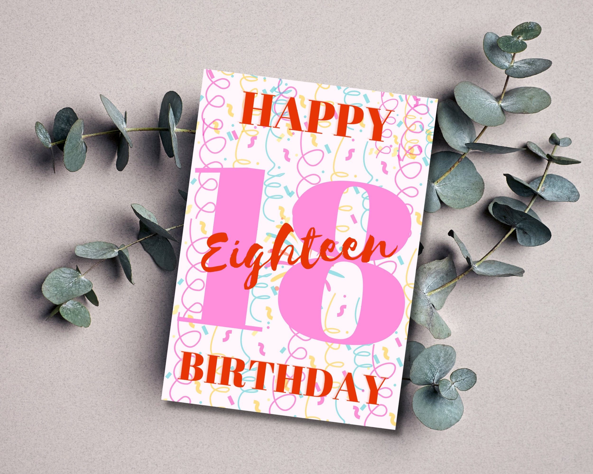Printable 18th Birthday Card, Birthday Greeting Card, Download 18th ...