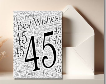 45th Birthday Card: Typography Milestone (Printable PDF)