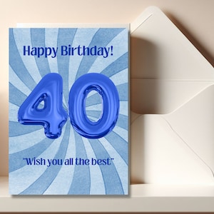 Na zdrowie za 40 lat! Wydrukowalna karta na 40. urodziny dla niego Milestone Birthday Greeting 40th Birthday Card 40th Card Printable Birthday