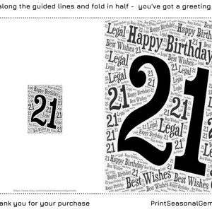 Happy Birthday and Best Wishes 21st Birthday Card, Printable Birthday Card, Milestone Card, 21st Birthday Printables, 21st Typography Birthday, 21st Greeting Card