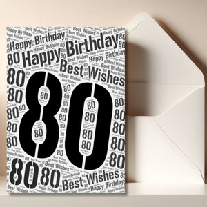 80er Geburtstagskarte, 80er Geburtstagskarte, 80er Geburtstagskarte, Meilensteinkarte, 80er Geburtstag Printanles, 80er Typografie Geburtstag, 80er Grußkarte