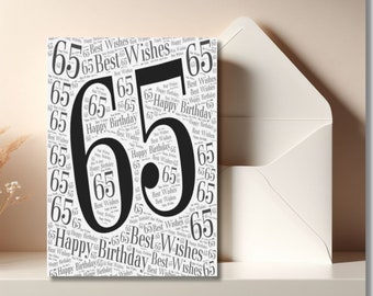 Biglietto di auguri per il 65° compleanno divertente per le donne con dito medio biglietti