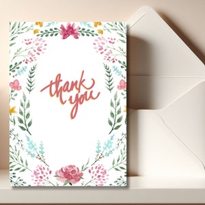 Floral Thank You Card: Printable Notecard with Envelope (Digital Download)