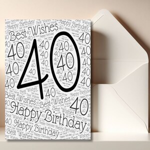 40. Geburtstagskarte, druckbare Geburtstagskarte, Meilensteinkarte, 40. Geburtstag Ausdrucke, 40. Typografie Geburtstag, 40. Grußkarte