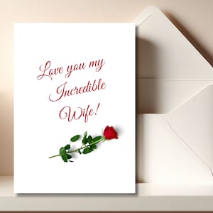Cartão de aniversário para esposa imprimível, cartão romântico para impressão, cartão para impressão de esposa incrível, cartão de felicitações de aniversário para impressão