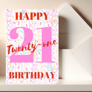 Cartão de aniversário de 21 anos para impressão, cartão de felicitações de 21 anos, cartão de comemoração de 21 anos, finalmente legal, felicidades aos 21 anos! Imprimir agora