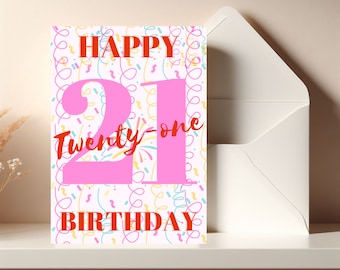 Printable 21st Birthday Card: Cheers to 21 Years! (Digital Download)