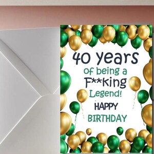 Cartão de aniversário de 40 anos Cartão de aniversário de 40 anos insultuoso Cartão de feliz aniversário com palavra F Cartão engraçado de 40 anos Cartão exclusivo de aniversário de 40 anos