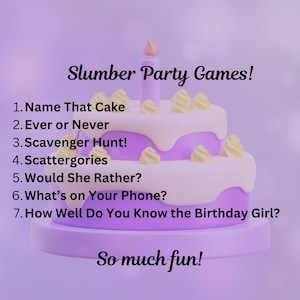 Printable Birthday Sleepover Games: Teen Party Bundle (Digital Download)
