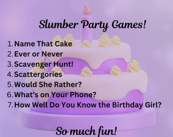 Printable Birthday Sleepover Games: Teen Party Bundle (Digital Download)