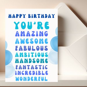 Cartão incrível para impressão, para ele e ela, cartão de feliz aniversário, cartão de boas-vindas, você é incrível
