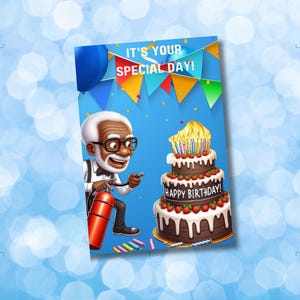 Biglietto d'auguri stampabile di buon compleanno etnico, biglietto d'auguri afroamericano, compleanno del vecchio, biglietto d'auguri divertente, biglietto d'auguri unico